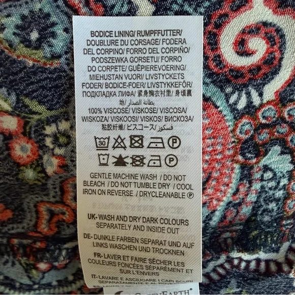 New! Boden Blue Botanic Paisley Smocked Cuff Midi Dress Size 12R 36068 - Picture 12 of 16